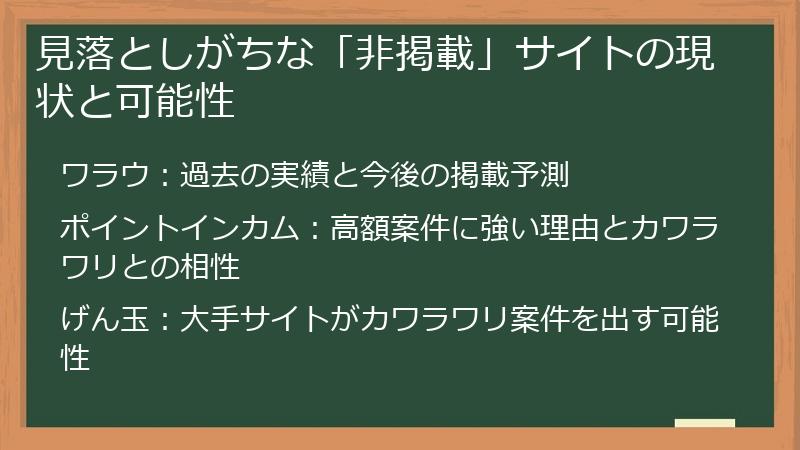 見落としがちな「非掲載」サイトの現状と可能性
