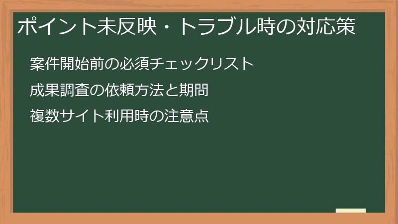 ポイント未反映・トラブル時の対応策