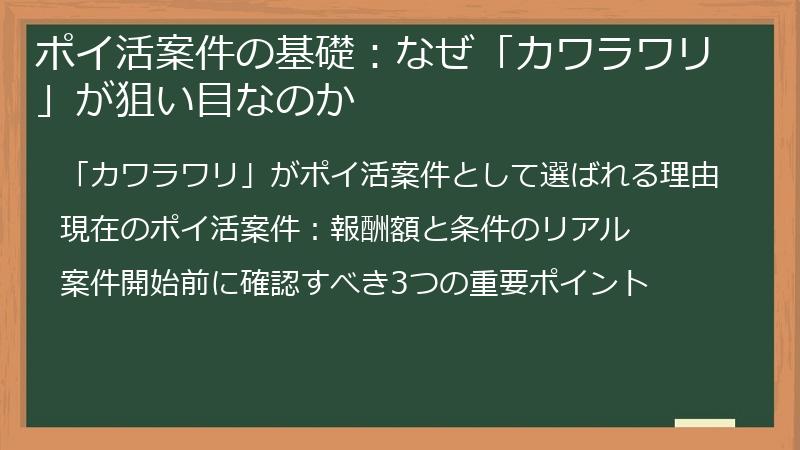 ポイ活案件の基礎：なぜ「カワラワリ」が狙い目なのか