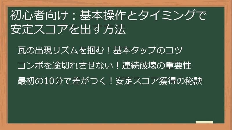 初心者向け：基本操作とタイミングで安定スコアを出す方法