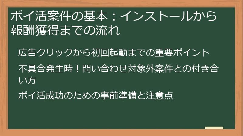 ポイ活案件の基本：インストールから報酬獲得までの流れ