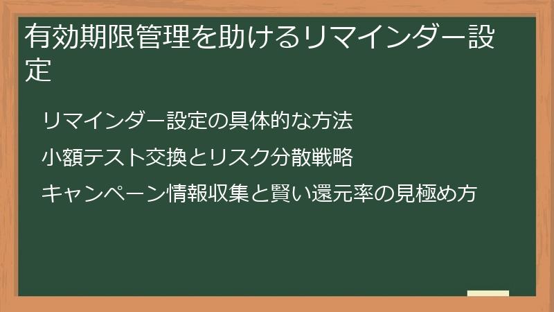 有効期限管理を助けるリマインダー設定