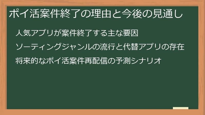 ポイ活案件終了の理由と今後の見通し