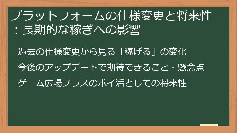 プラットフォームの仕様変更と将来性：長期的な稼ぎへの影響