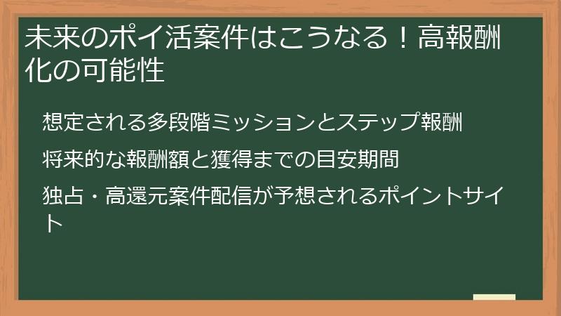未来のポイ活案件はこうなる！高報酬化の可能性