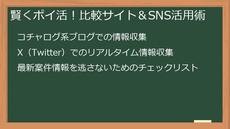 賢くポイ活！比較サイト＆SNS活用術