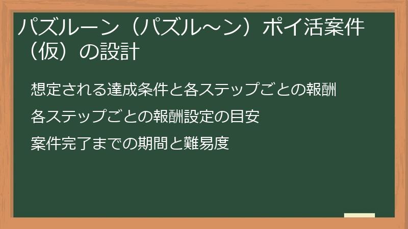 パズルーン（パズル～ン）ポイ活案件（仮）の設計