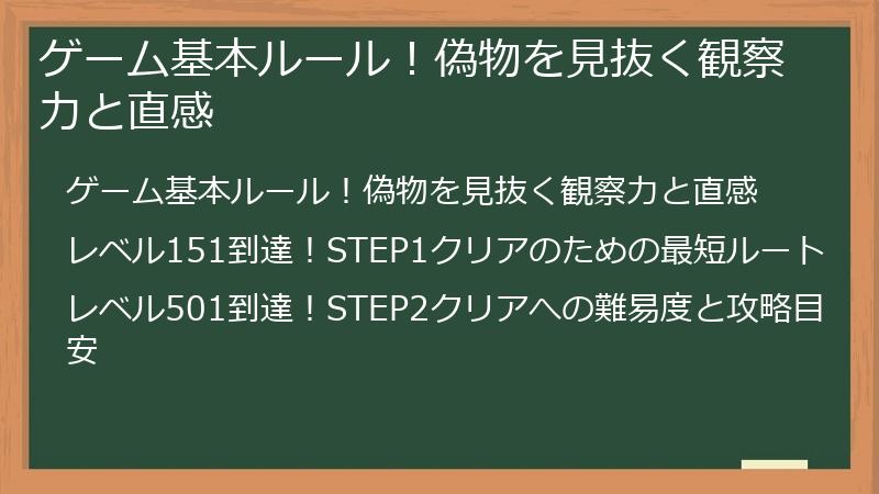 ゲーム基本ルール！偽物を見抜く観察力と直感