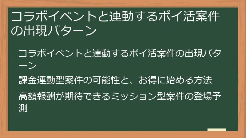 コラボイベントと連動するポイ活案件の出現パターン