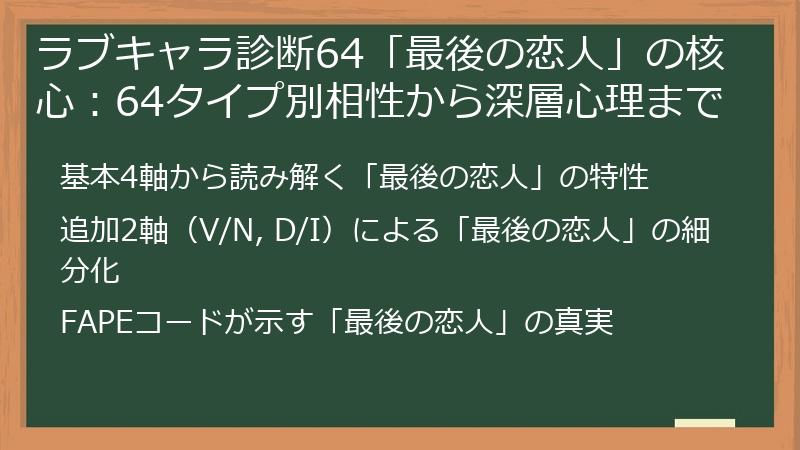 ラブキャラ診断64「最後の恋人」の核心：64タイプ別相性から深層心理まで