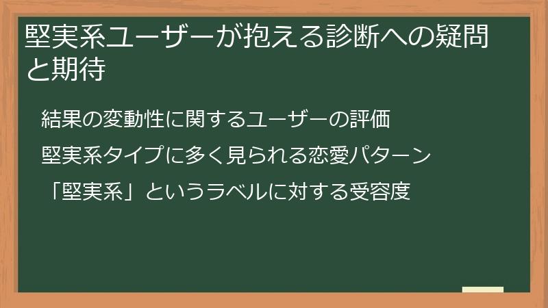 堅実系ユーザーが抱える診断への疑問と期待