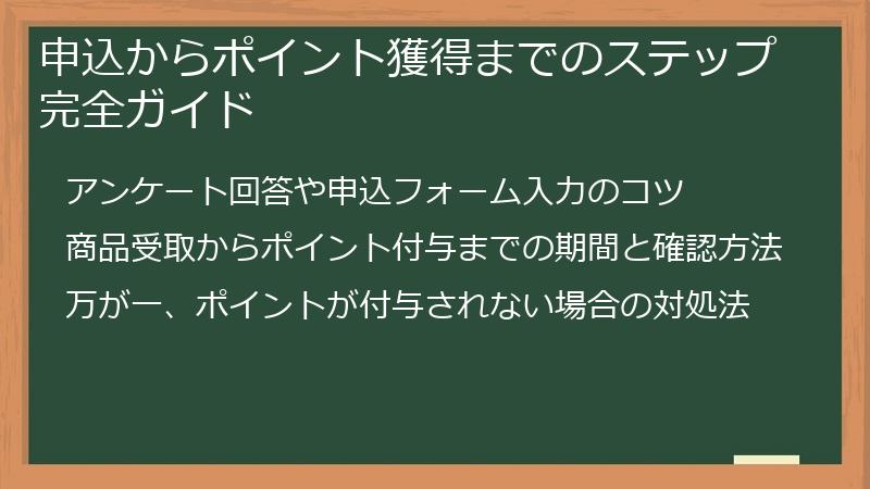 申込からポイント獲得までのステップ完全ガイド