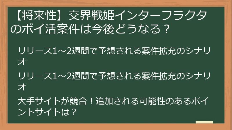 【将来性】交界戦姫インターフラクタのポイ活案件は今後どうなる？