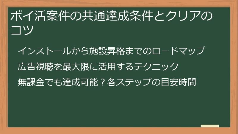 ポイ活案件の共通達成条件とクリアのコツ