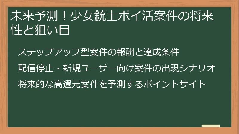 未来予測！少女銃士ポイ活案件の将来性と狙い目
