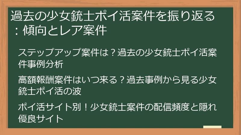 過去の少女銃士ポイ活案件を振り返る：傾向とレア案件