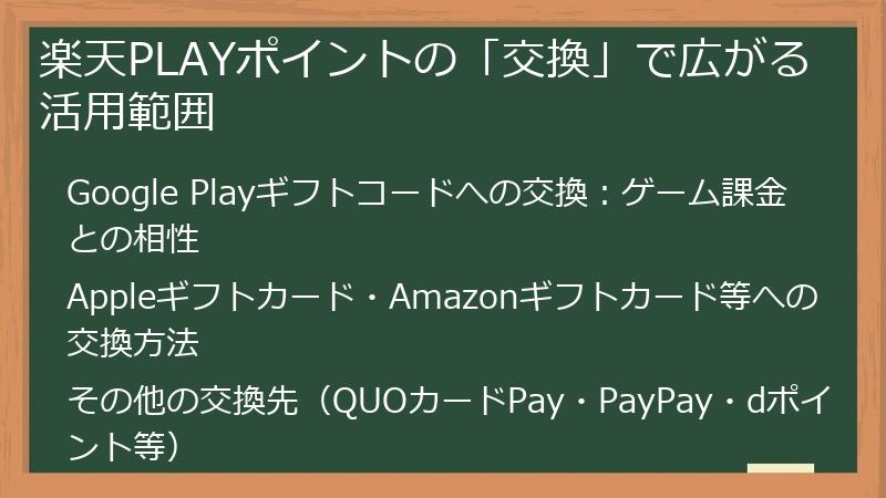 楽天PLAYポイントの「交換」で広がる活用範囲