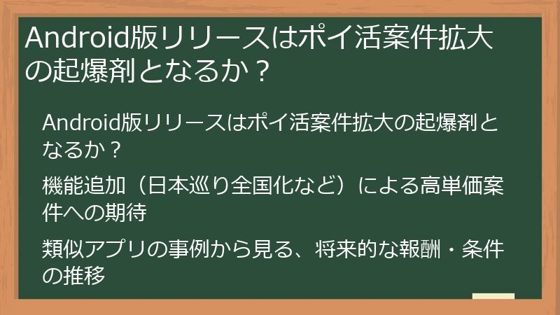 Android版リリースはポイ活案件拡大の起爆剤となるか？