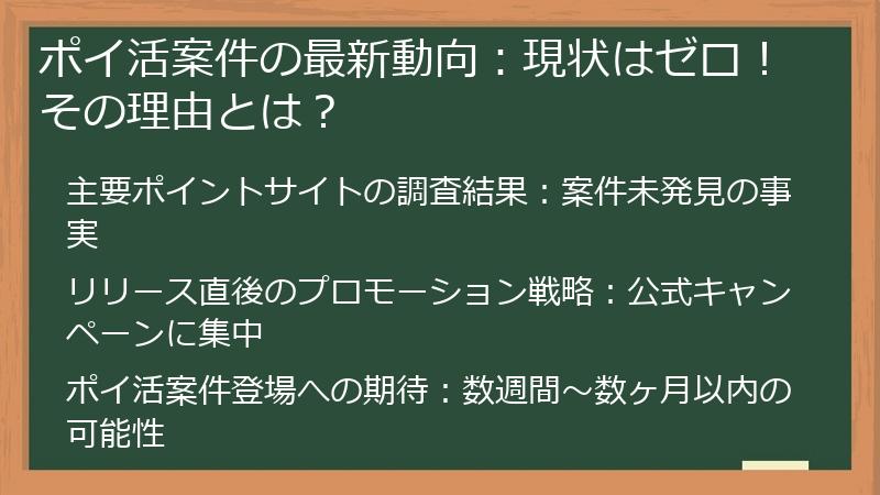 ポイ活案件の最新動向：現状はゼロ！その理由とは？