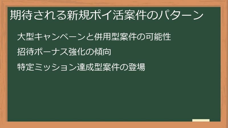 期待される新規ポイ活案件のパターン