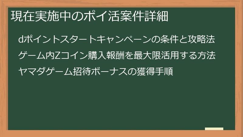 現在実施中のポイ活案件詳細
