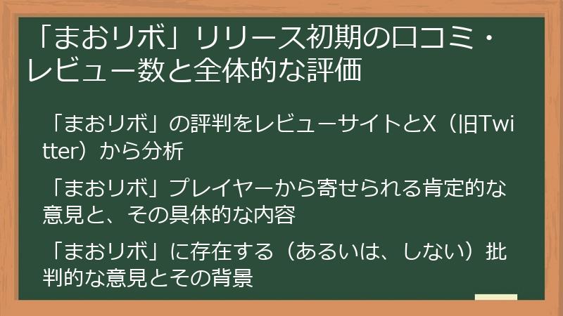 「まおリボ」リリース初期の口コミ・レビュー数と全体的な評価