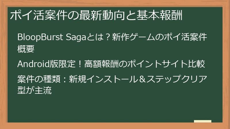 ポイ活案件の最新動向と基本報酬