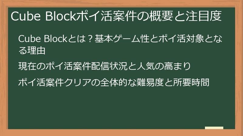 Cube Blockポイ活案件の概要と注目度