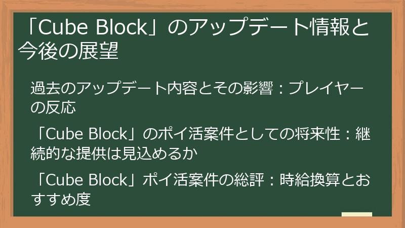 「Cube Block」のアップデート情報と今後の展望