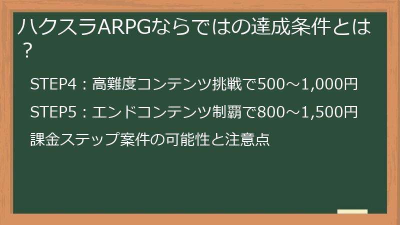 ハクスラARPGならではの達成条件とは？