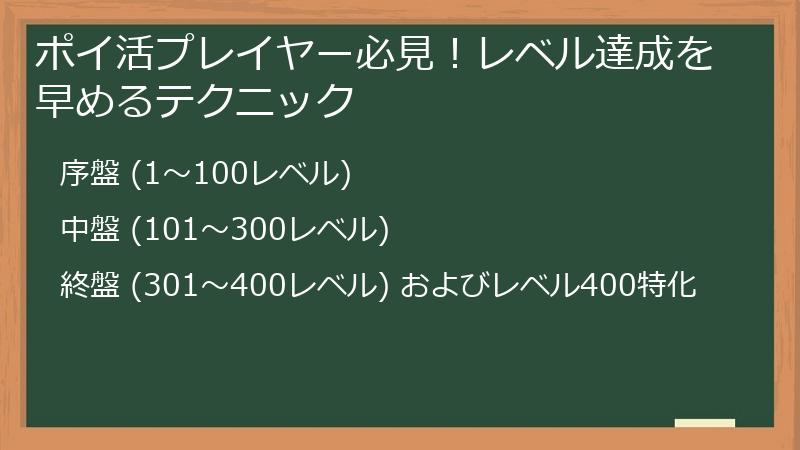 ポイ活プレイヤー必見！レベル達成を早めるテクニック
