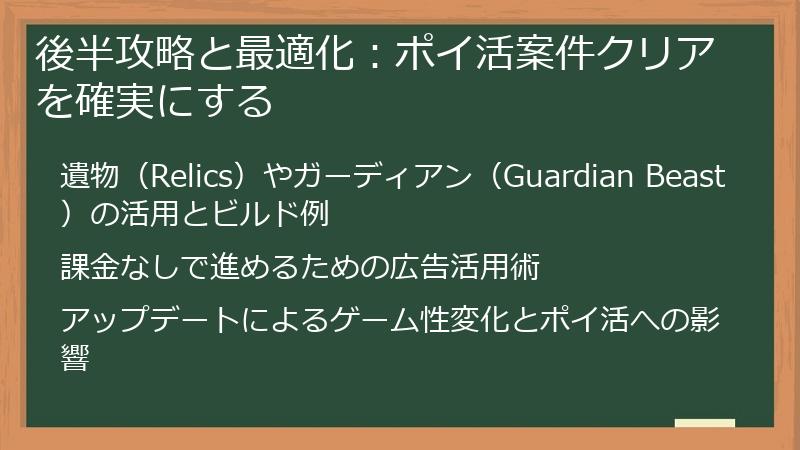 後半攻略と最適化：ポイ活案件クリアを確実にする