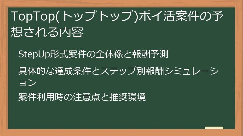 TopTop(トップトップ)ポイ活案件の予想される内容