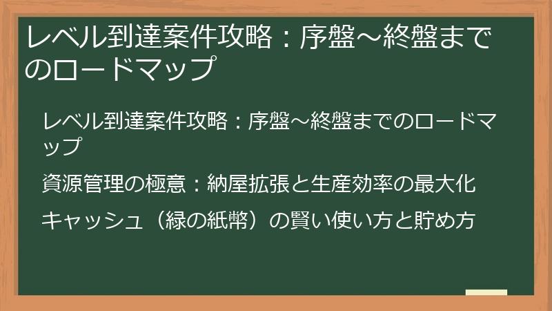 レベル到達案件攻略：序盤～終盤までのロードマップ