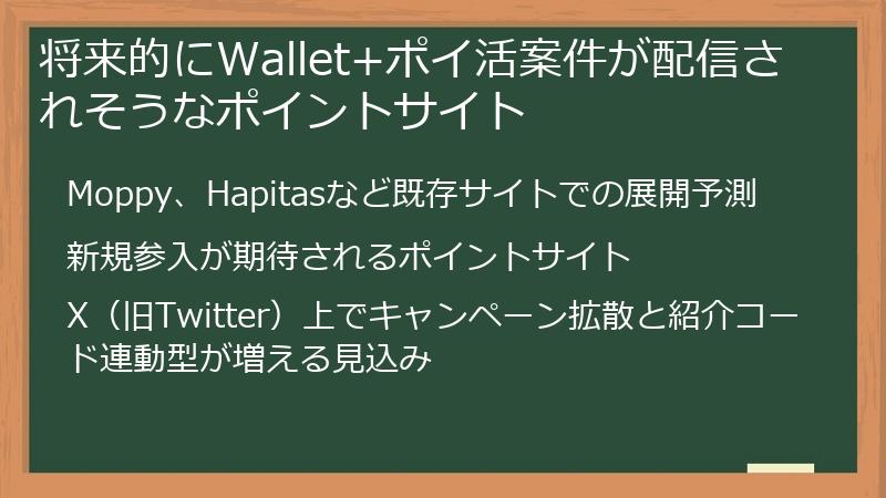 将来的にWallet+ポイ活案件が配信されそうなポイントサイト
