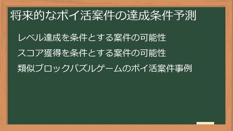 将来的なポイ活案件の達成条件予測