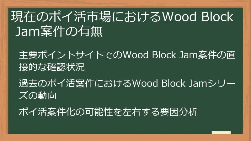 現在のポイ活市場におけるWood Block Jam案件の有無
