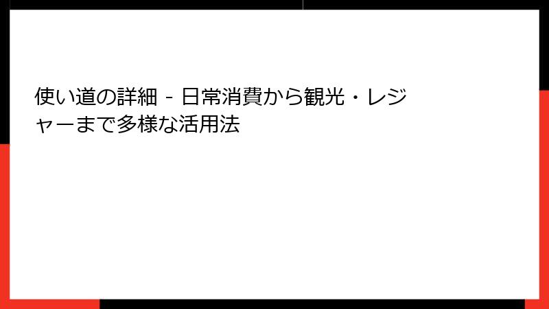 使い道の詳細 - 日常消費から観光・レジャーまで多様な活用法