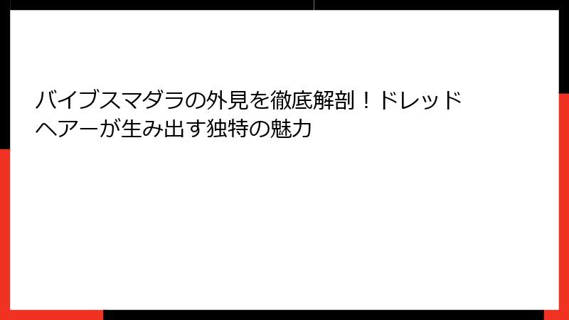 バイブスマダラの外見を徹底解剖！ドレッドヘアーが生み出す独特の魅力