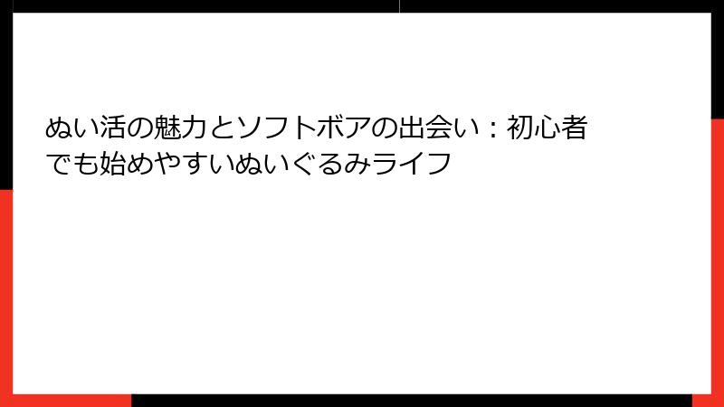 ぬい活の魅力とソフトボアの出会い：初心者でも始めやすいぬいぐるみライフ