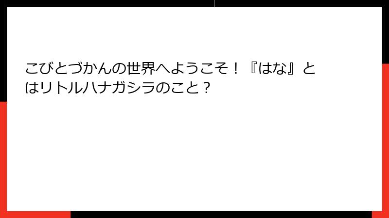 こびとづかんの世界へようこそ！『はな』とはリトルハナガシラのこと？