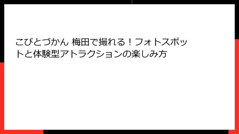 こびとづかん 梅田で撮れる！フォトスポットと体験型アトラクションの楽しみ方