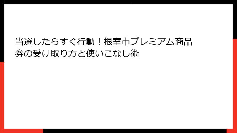 当選したらすぐ行動！根室市プレミアム商品券の受け取り方と使いこなし術