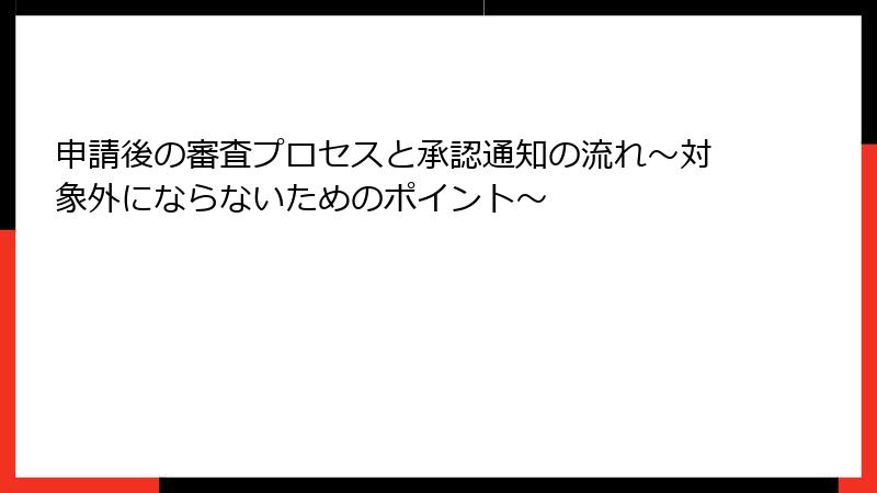 申請後の審査プロセスと承認通知の流れ～対象外にならないためのポイント～