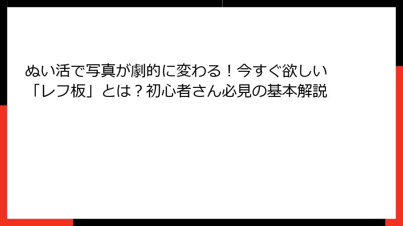 ぬい活で写真が劇的に変わる！今すぐ欲しい「レフ板」とは？初心者さん必見の基本解説
