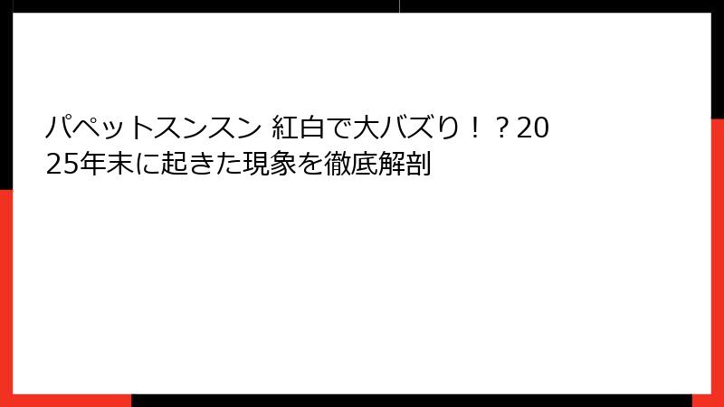 パペットスンスン 紅白で大バズり！？2025年末に起きた現象を徹底解剖