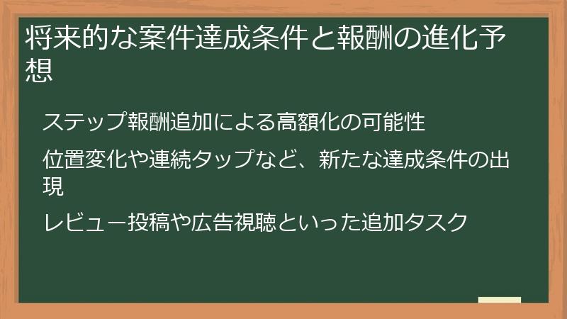 将来的な案件達成条件と報酬の進化予想