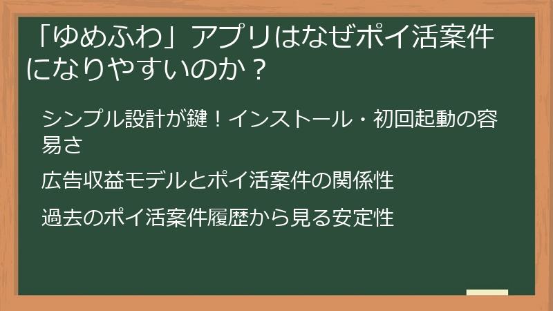 「ゆめふわ」アプリはなぜポイ活案件になりやすいのか？