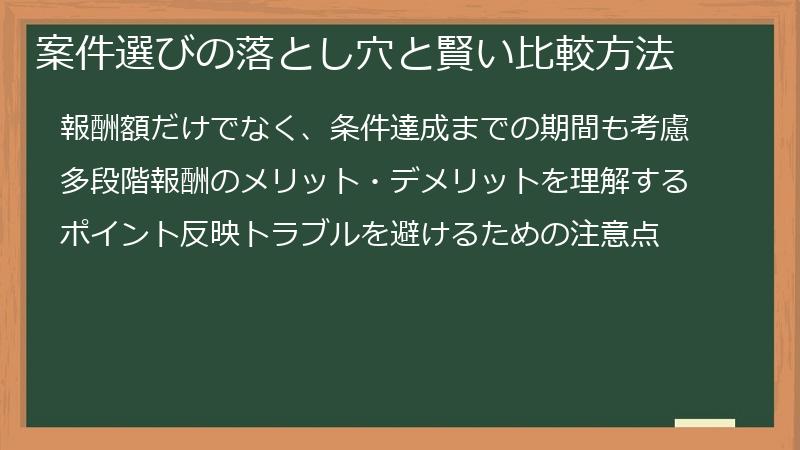 案件選びの落とし穴と賢い比較方法