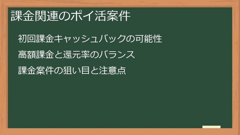 課金関連のポイ活案件